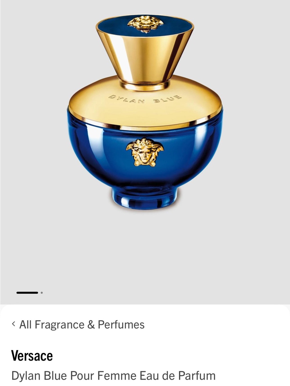 Versace Dylan Blue Decorative Bottle — Blue and Gold Accent